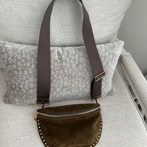 Rebecca Minkoff Olive Suede Crossbody Bag with Gold Studs